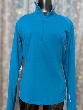 ICEBREAKER Women’s GT 200 Blue Merino Wool 1/4 Zip Baselayer Top Size L